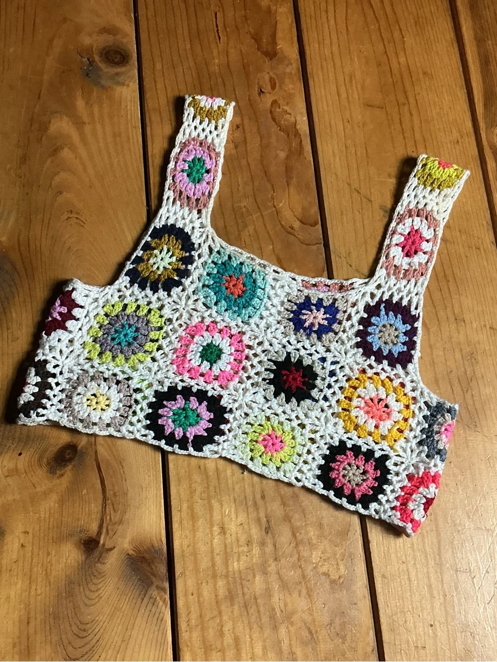 Crochet Granny Square Crop Top Cottagecore | Size S - Picture 1 of 5